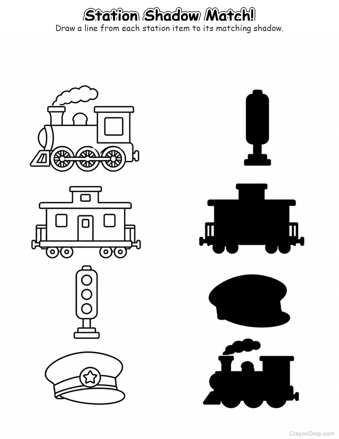 Ap Trains Shadow Match coloring page