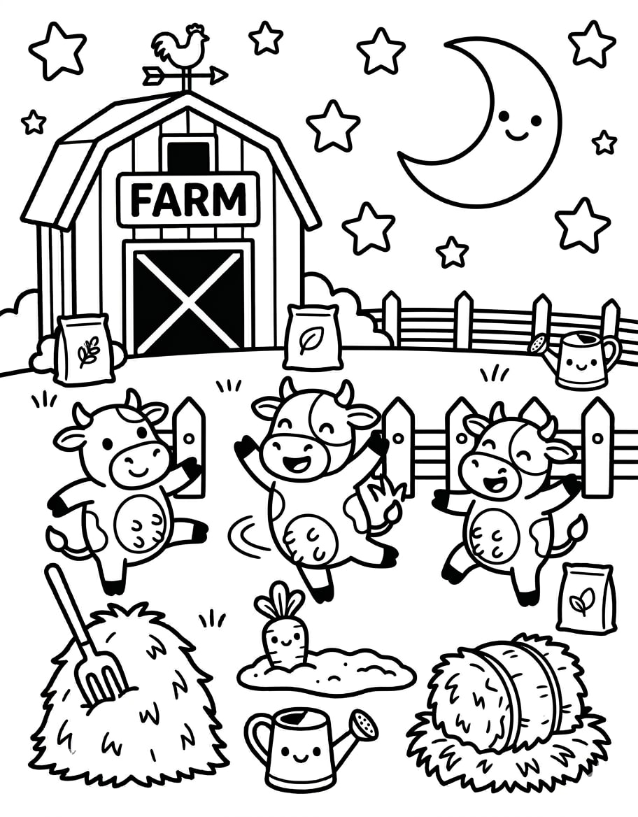 Cows Dancing coloring page