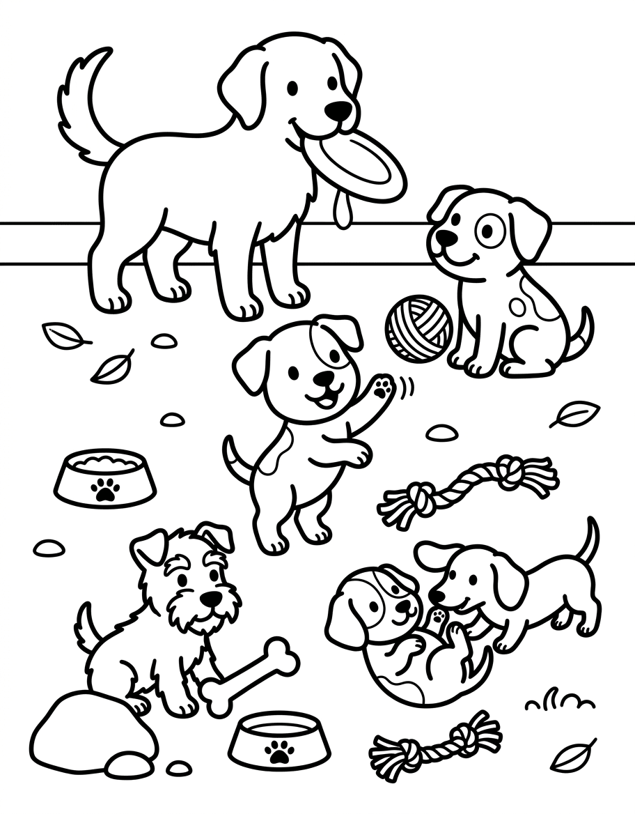 Puppies coloring page