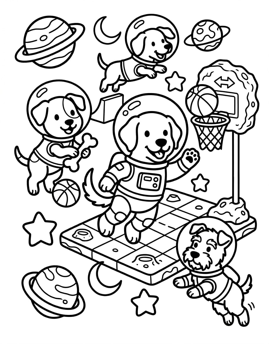 Perritos Baloncesto Espacial