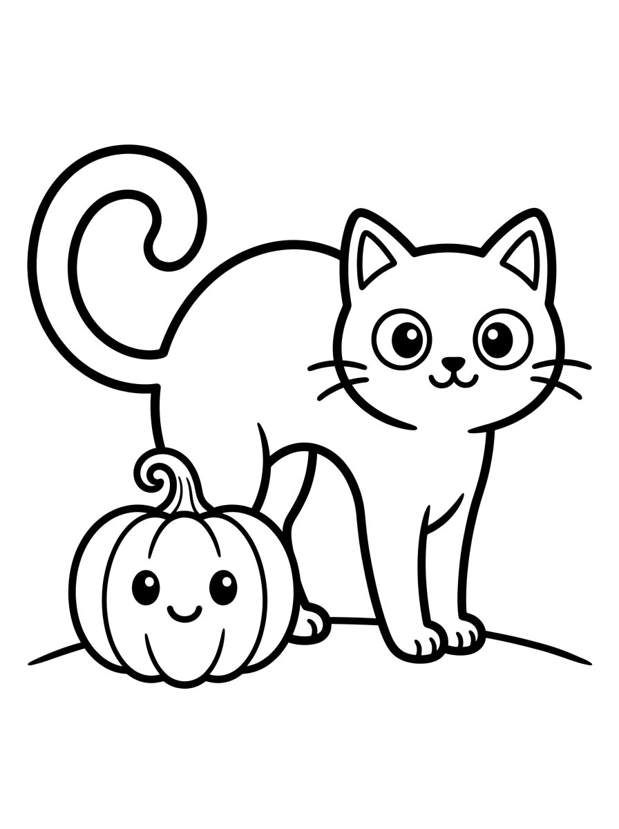 Easy Black Cat Arched coloring page