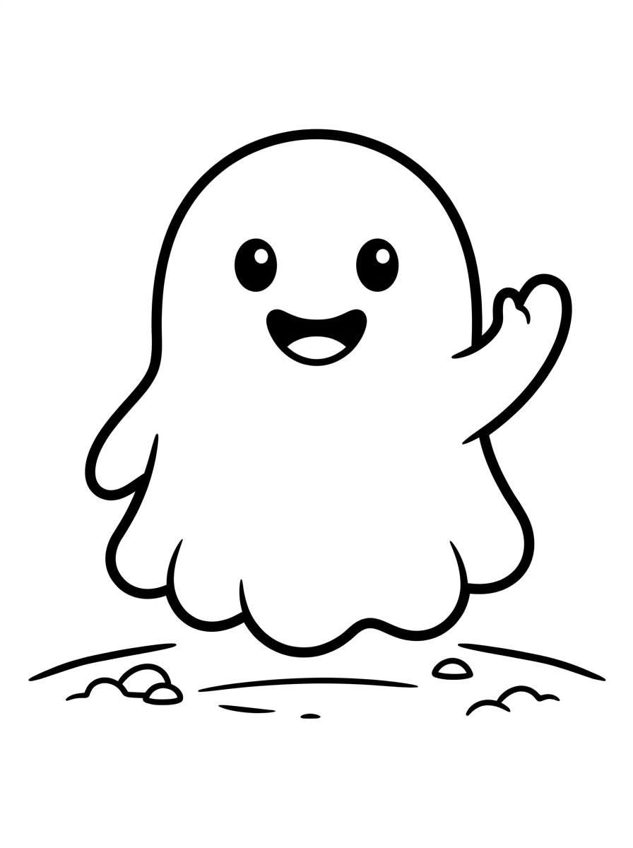 Easy Ghost Waving coloring page