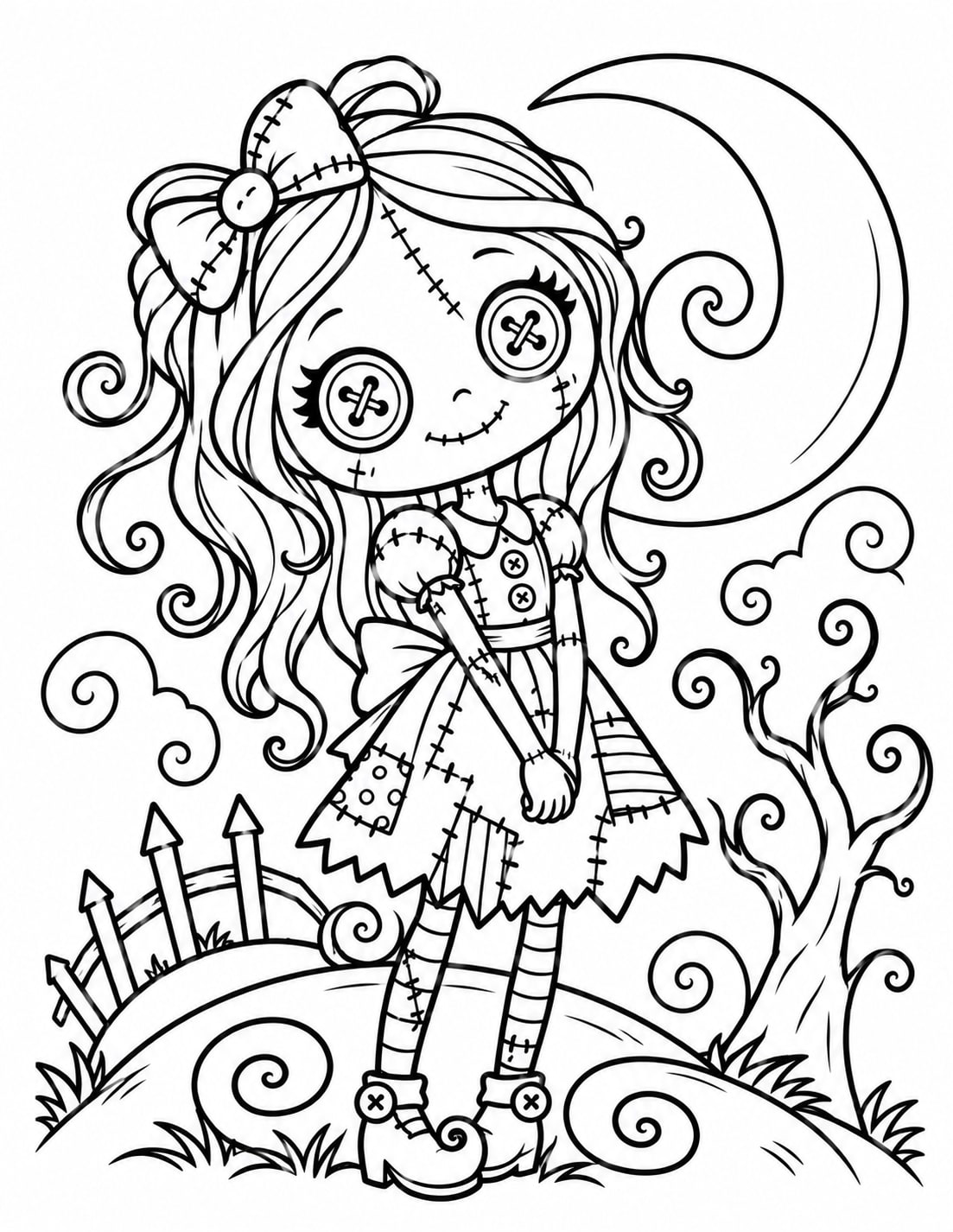 Medium Rag Doll Gothic Whimsy coloring page