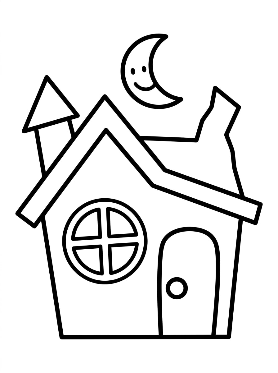 Easy Haunted House Simple coloring page
