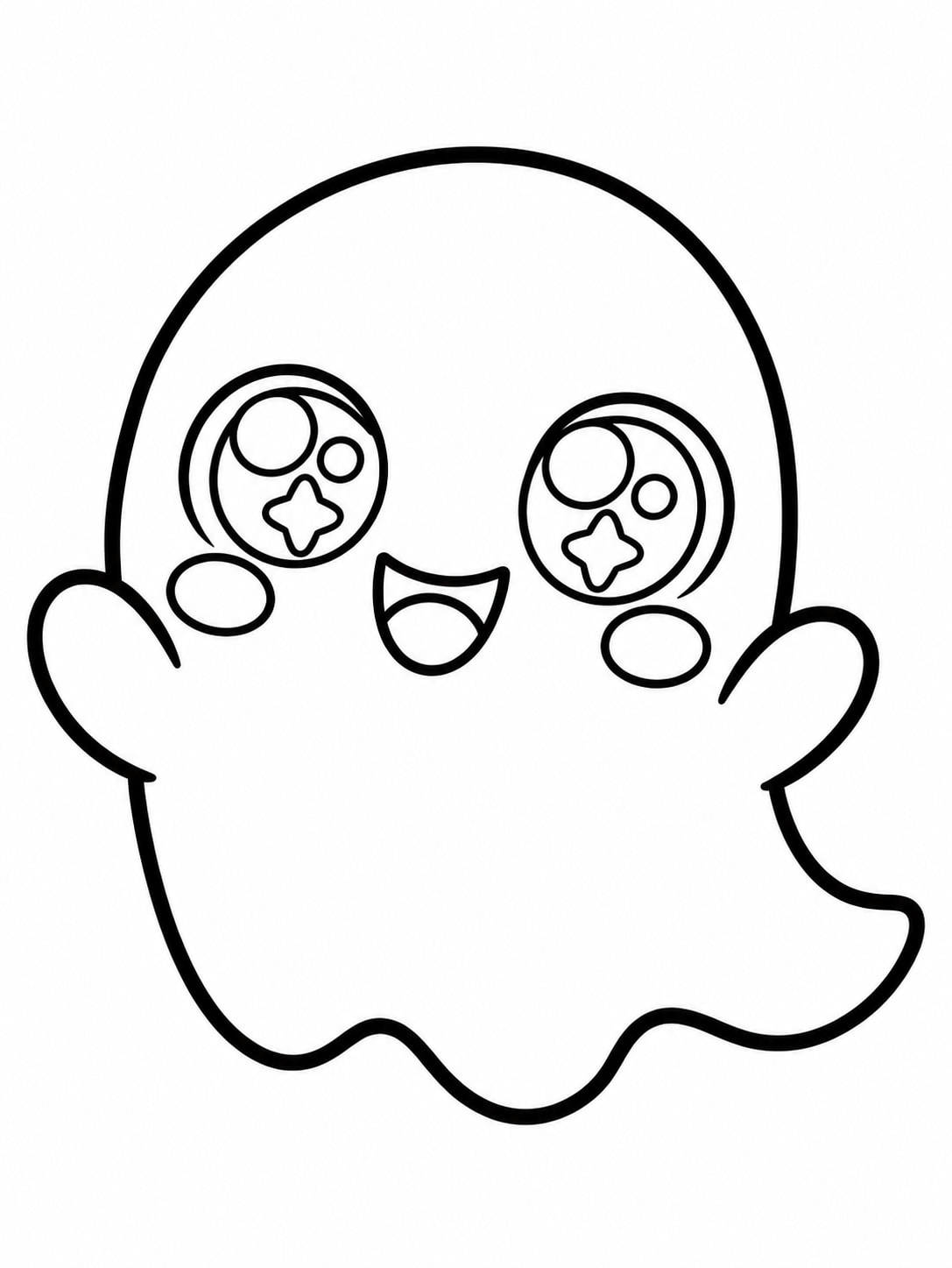 Easy Ghost Kawaii coloring page