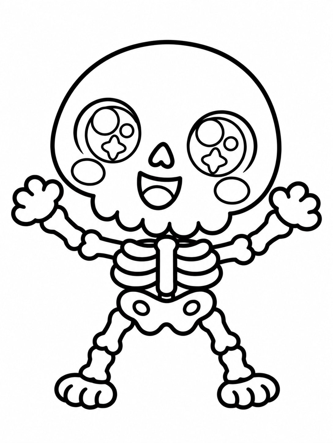 Easy Skeleton Kawaii coloring page
