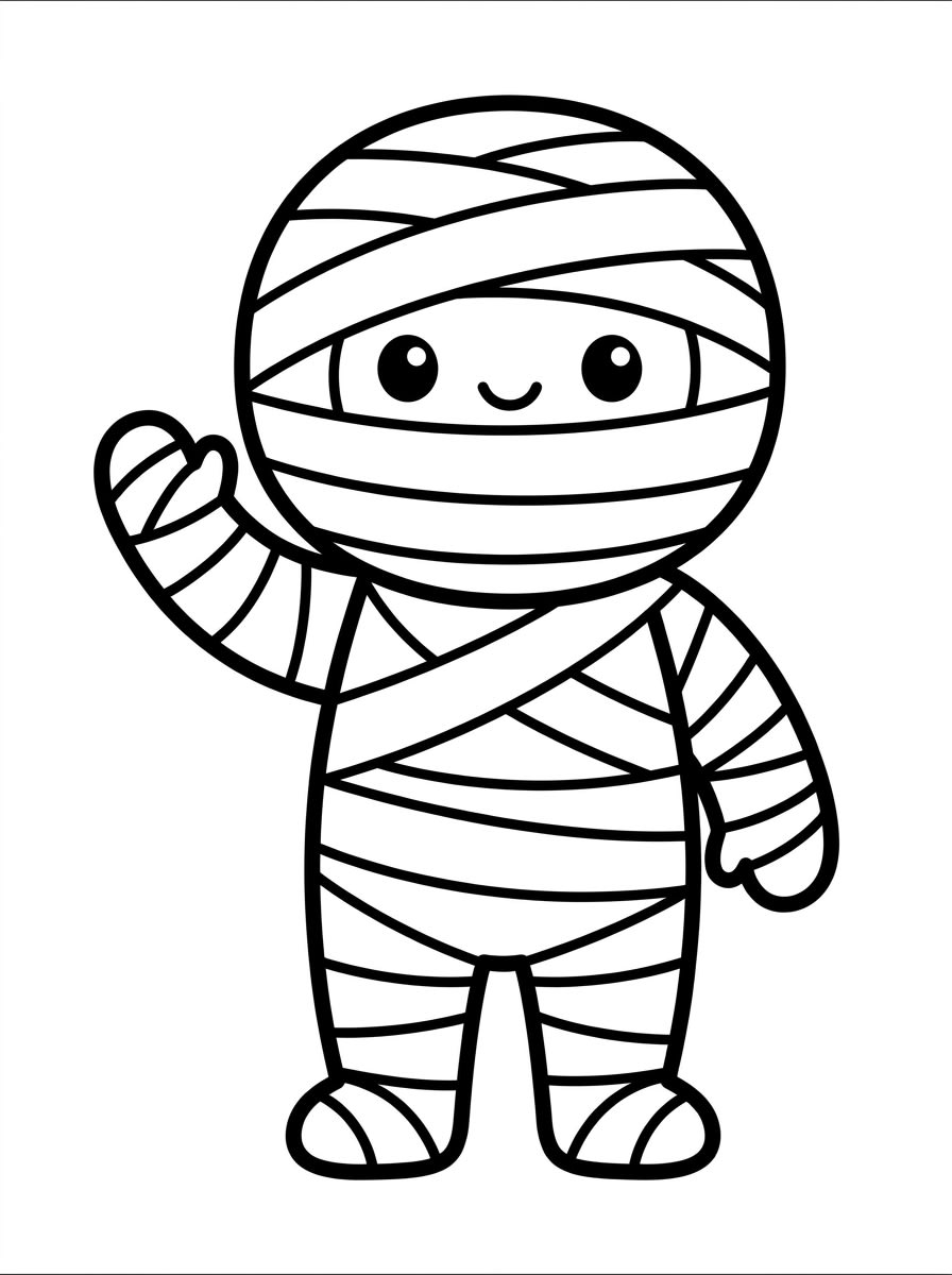 Easy Mummy Cute coloring page