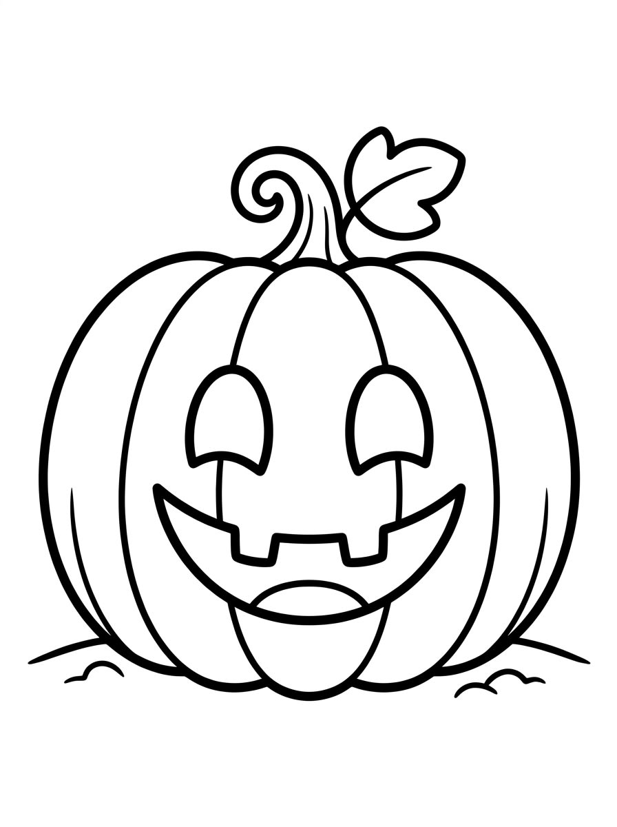 Easy Pumpkin Smiling coloring page