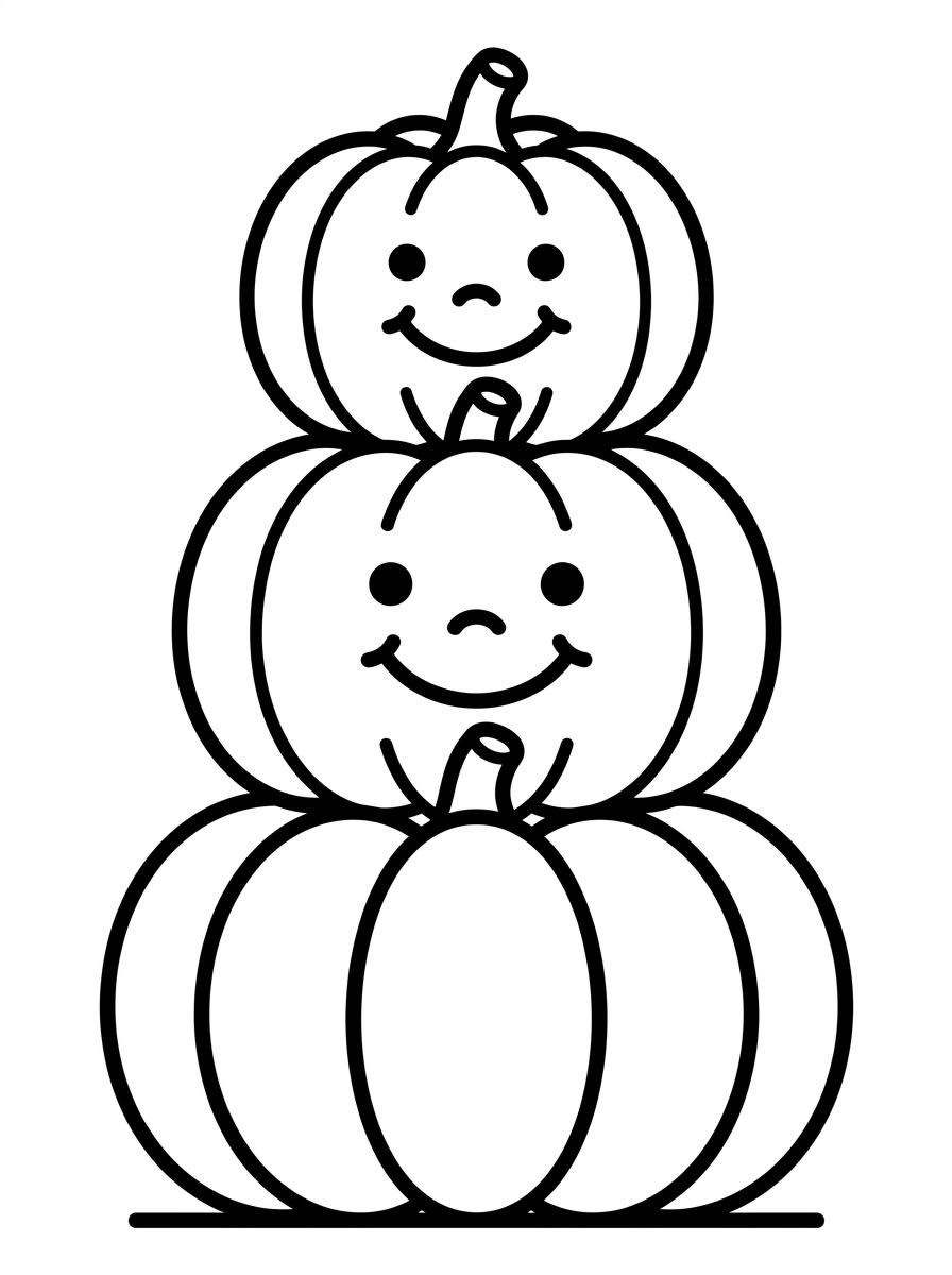 Easy Pumpkin Stack coloring page