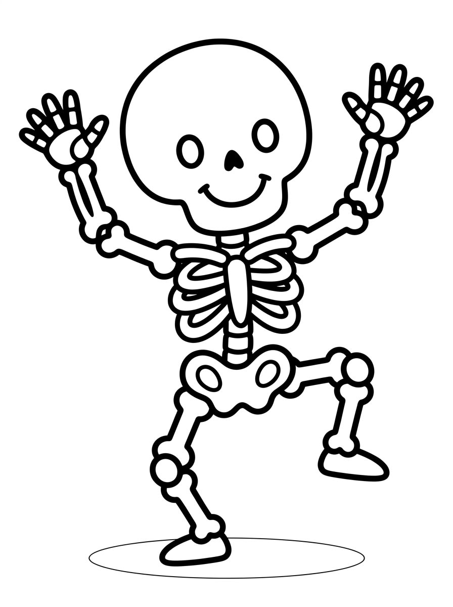Easy Skeleton Dancing coloring page