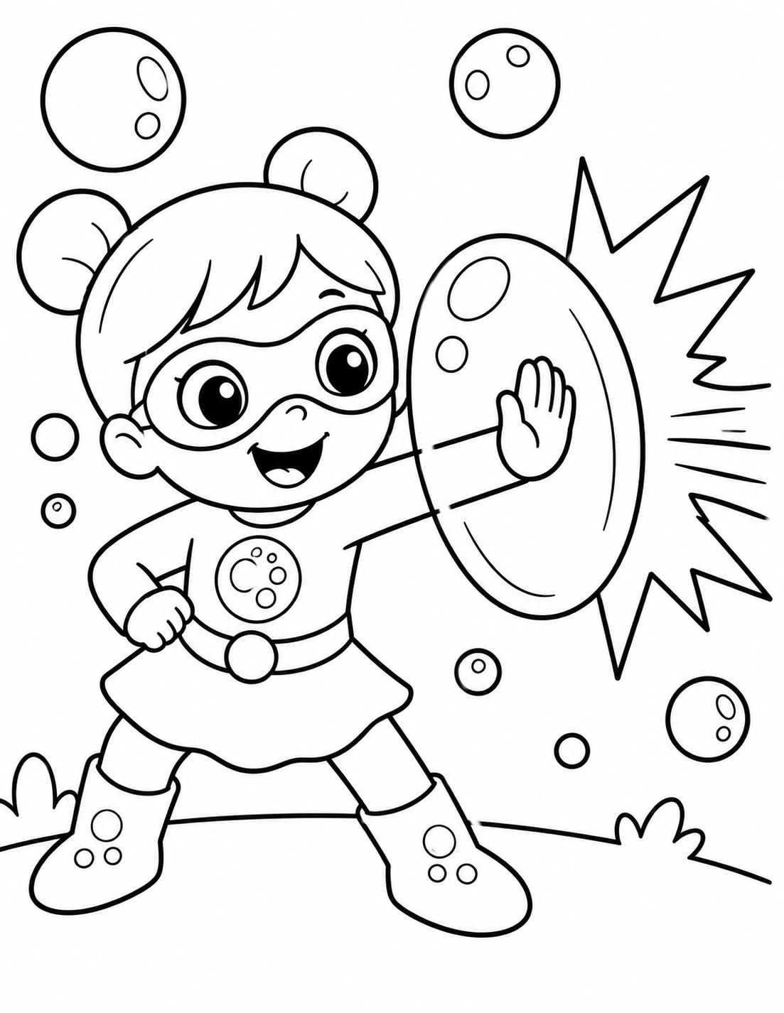 Superheroe Chica Burbuja Escudo
