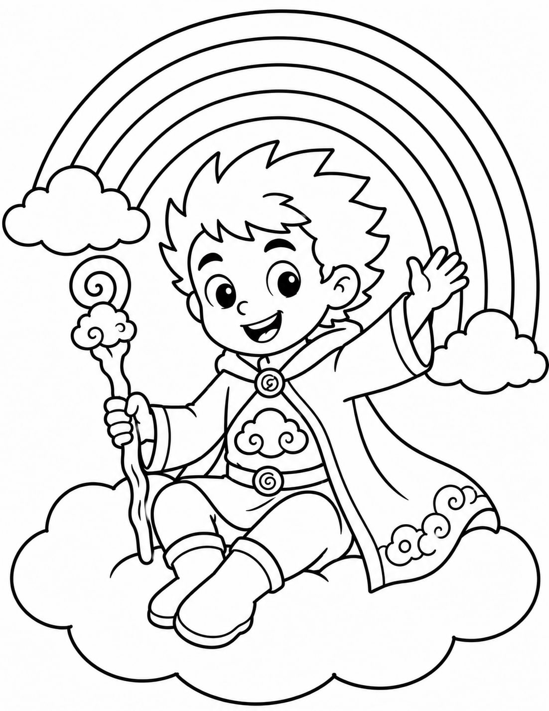Superheroe Jinete Nube Vuelo Arcoiris