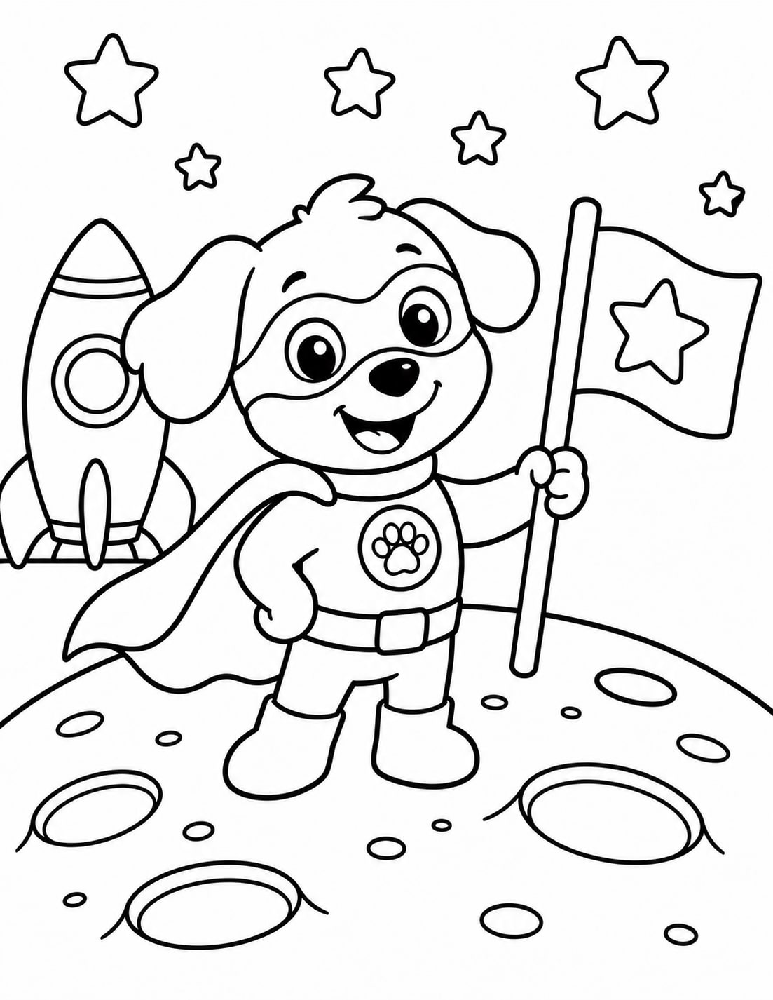 Superheroe Perrito Cohete Visita Luna