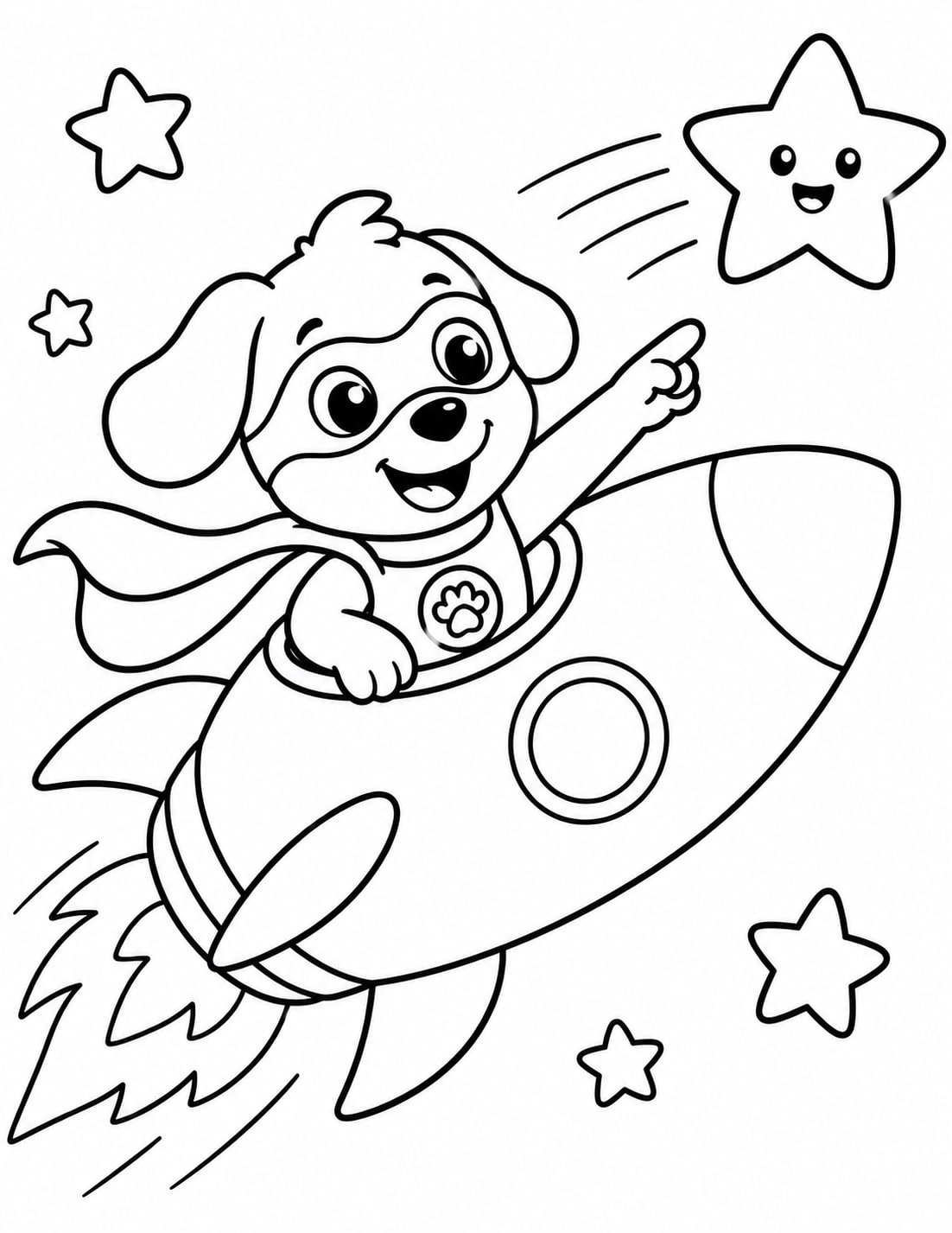 Superheroe Perrito Cohete Persiguiendo Estrellas