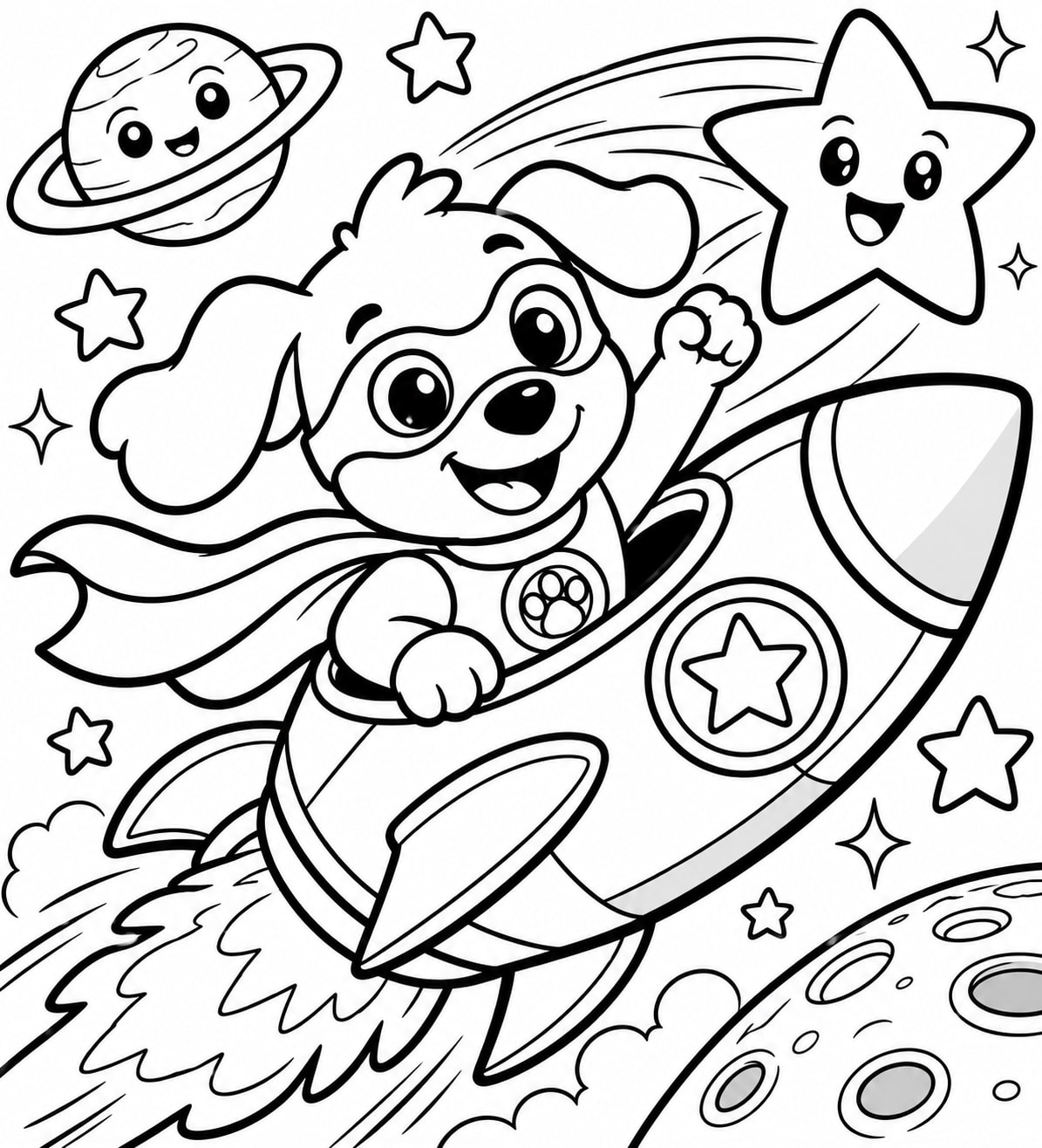 Superheroe Perrito Cohete Persiguiendo Estrellas