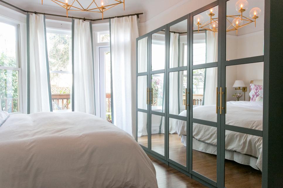 mirrored framed closet doors