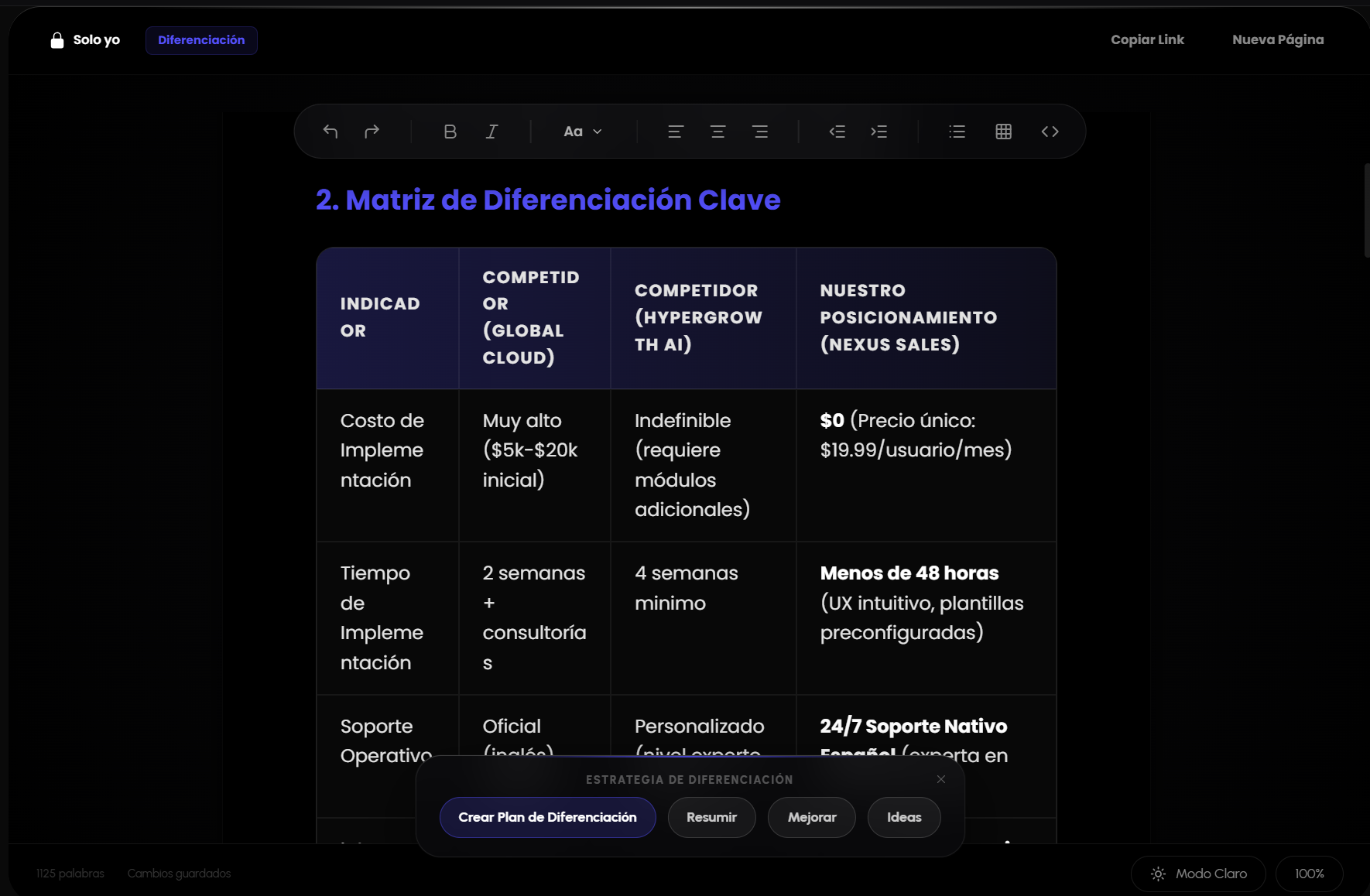 Matriz de Diferenciación Clave