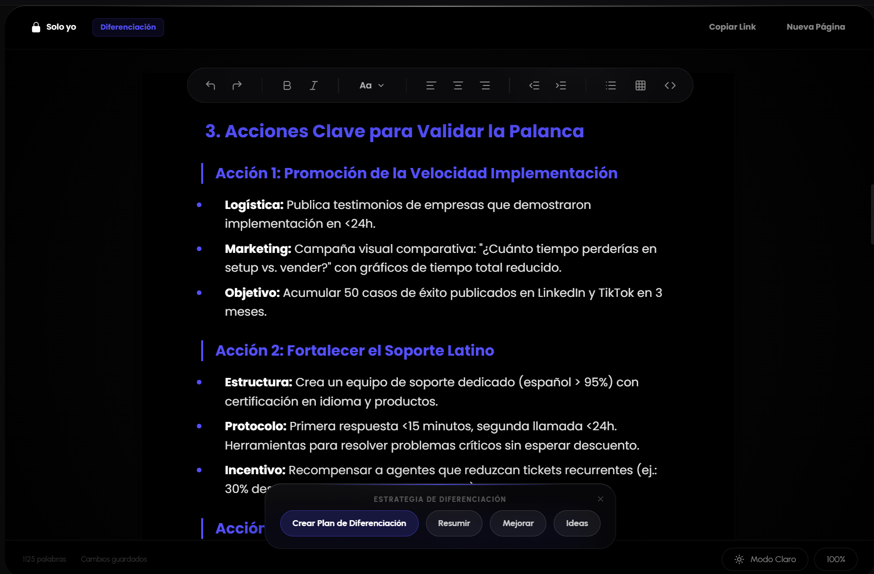 Acciones de Validación