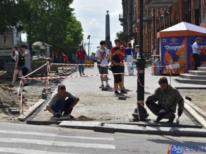 Ремонт тротуара в границах улиц Комсомольской и Тургенева выполнен на 70%