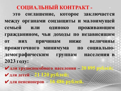 Оказание государственной социальной помощи на основании социального контракта