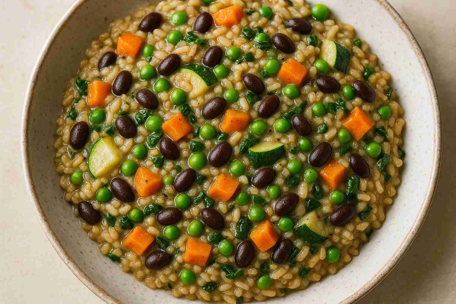 BEAN AND VEGETABLE BROWN RICE RISOTTO