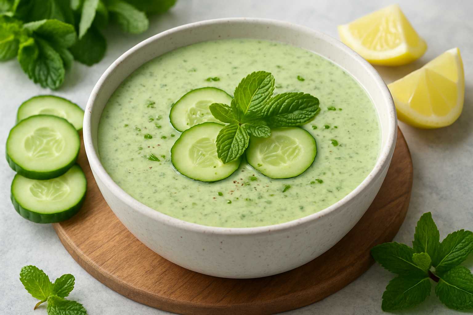 COLD CUCUMBER MINT SOUP