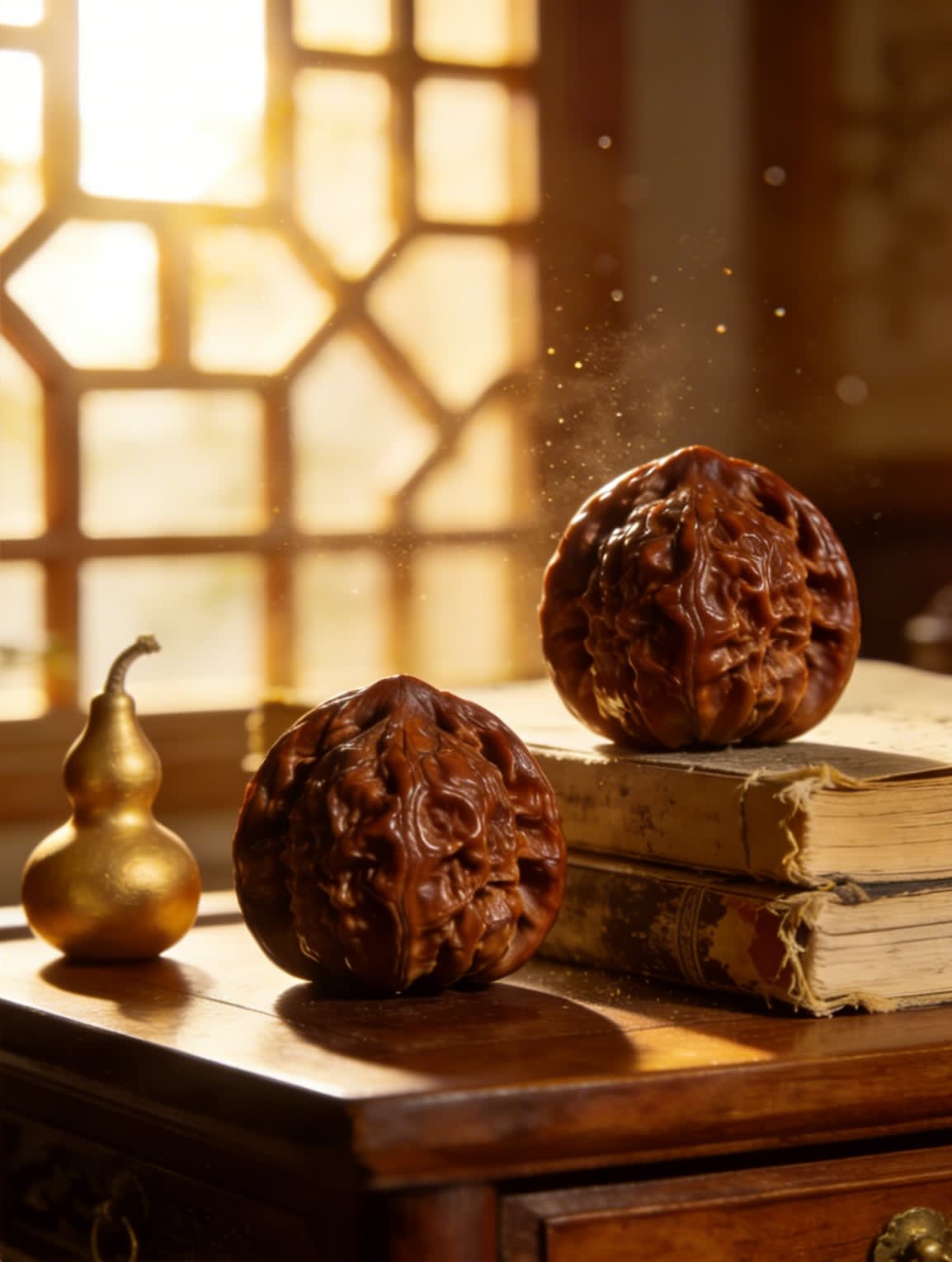 Traditional Chinese scholar's desk with Wenwan items