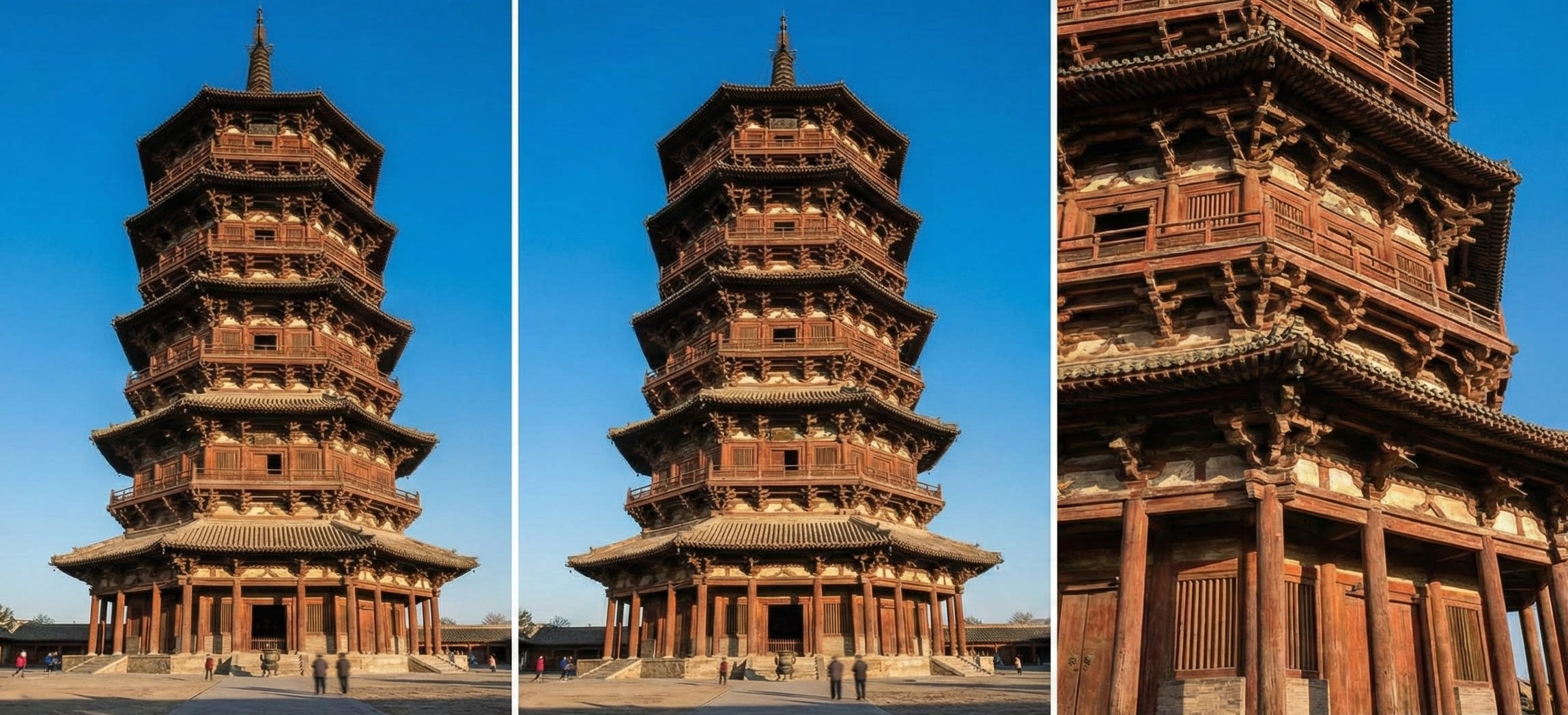 The towering wooden structure of the Yingxian Wood Pagoda