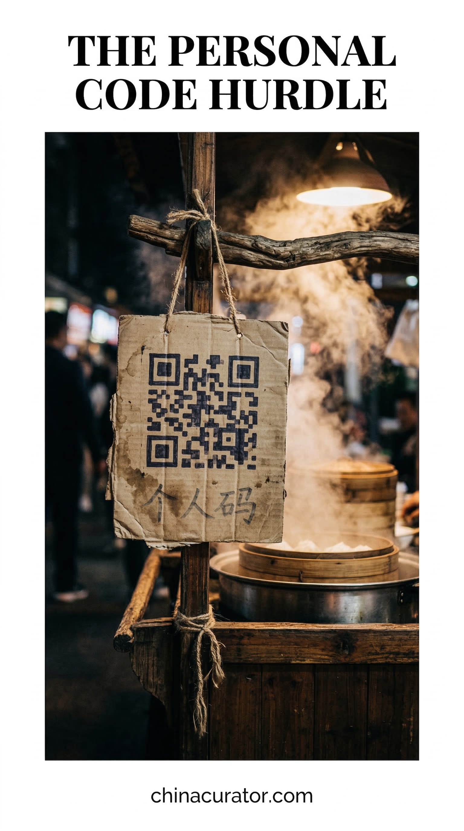 A close-up of a street vendor's QR code representing the 'Personal Code' payment hurdle