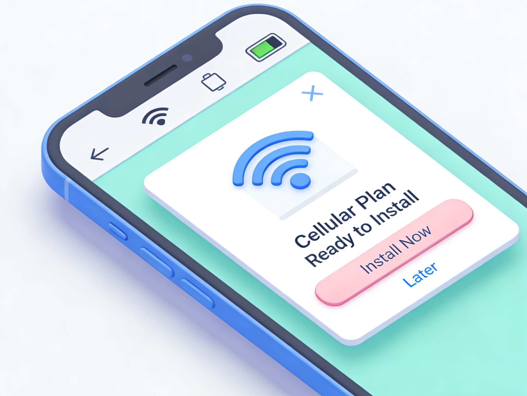 Smartphone eSIM activation screen illustration