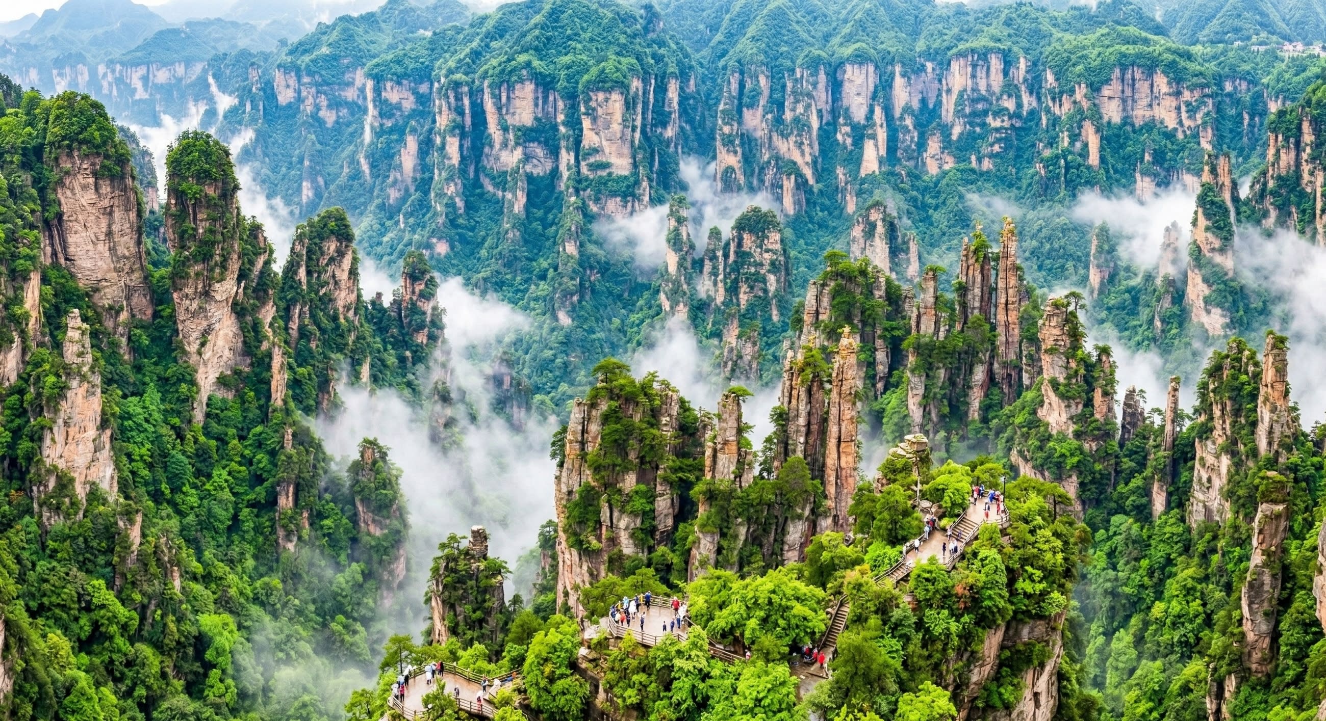 Hero Image - The breathtaking floating peaks of Zhangjiajie under a clear May sky