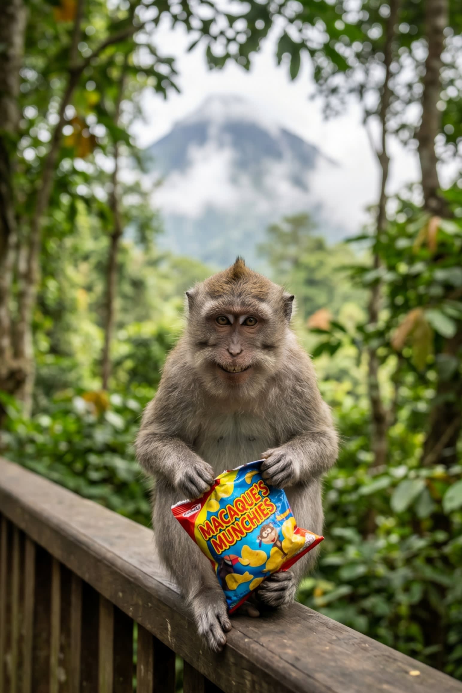 Image 3 - A cheeky macaque monkey waiting for a snack in the forest