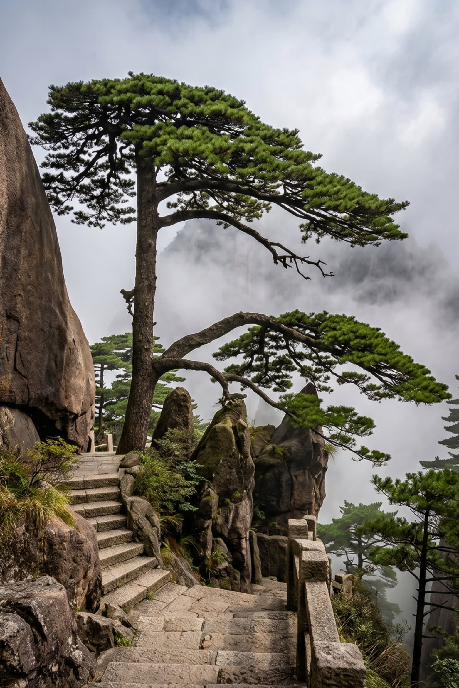 Image 2 - The famous Guest-Greeting Pine on a misty cliff edge