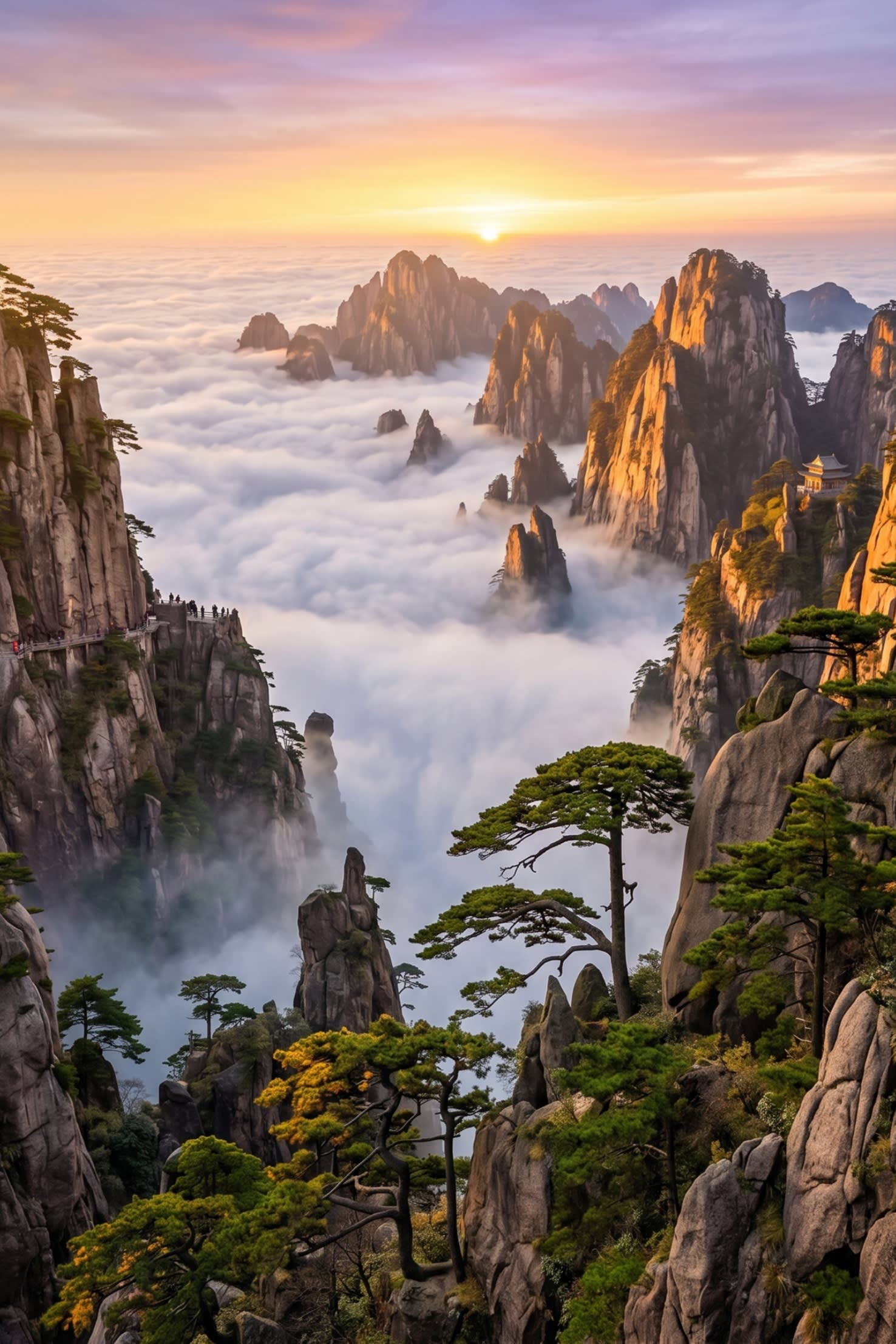 Hero Image - The breathtaking Sea of Clouds at Huangshan during sunrise