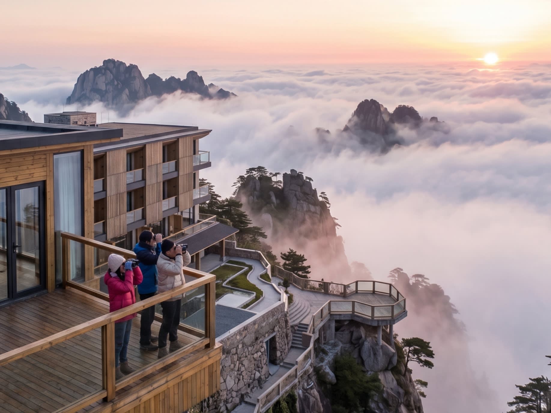 Image 3 - A hotel on the summit of Huangshan surrounded by morning mist