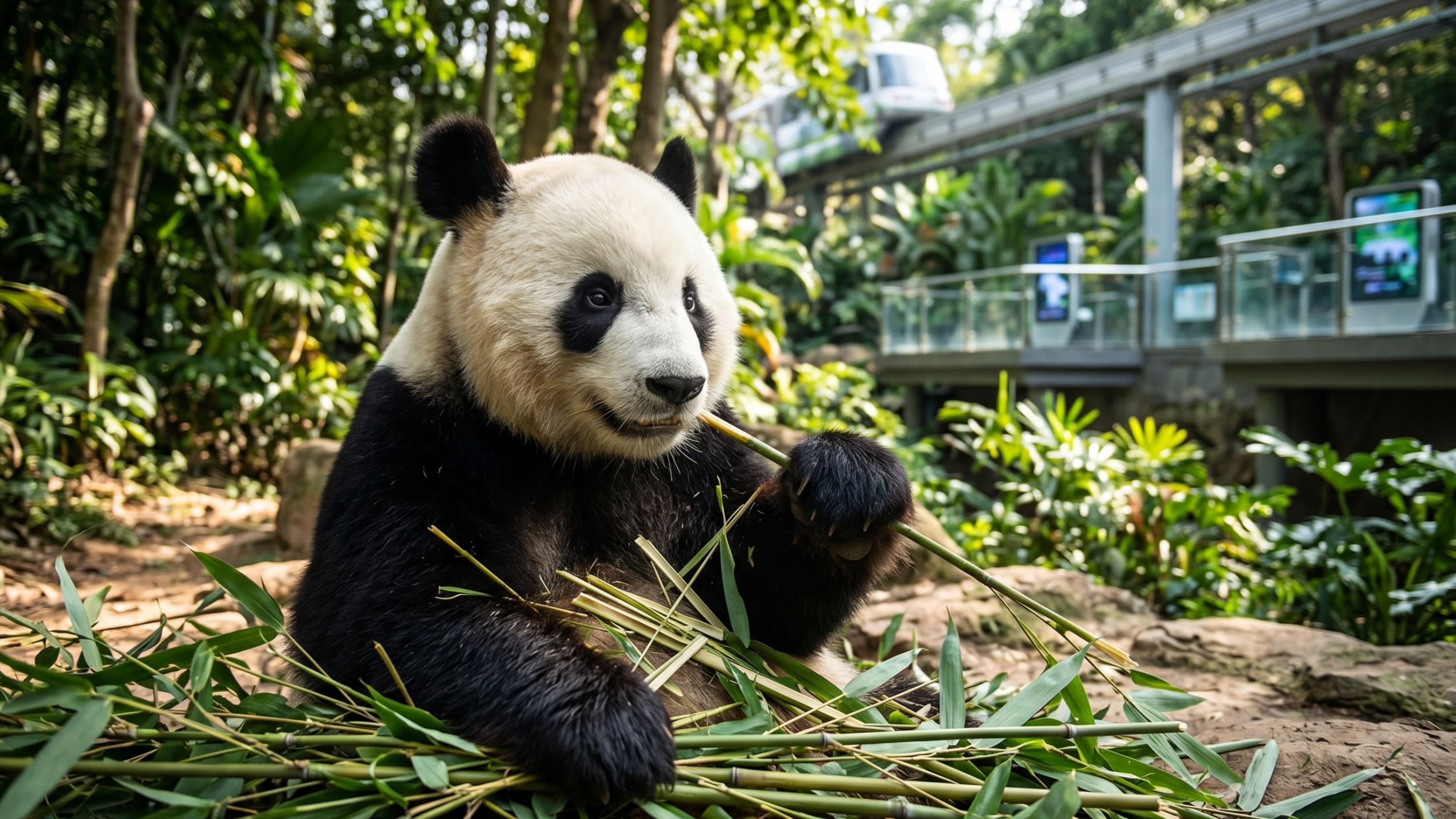 Image 3 - A giant panda relaxing at the high-tech Chimelong Safari Park
