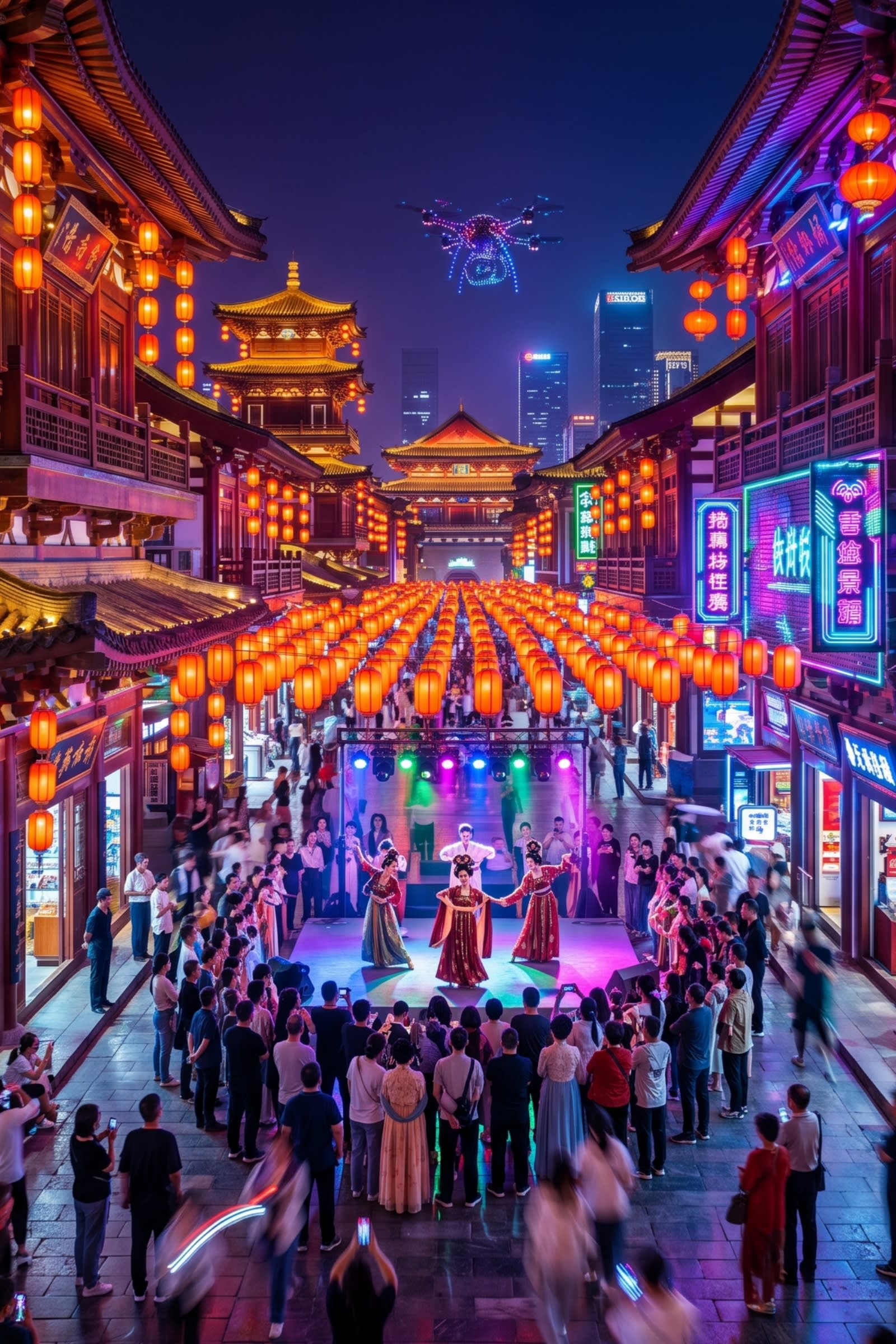 Image 2 - The neon-lit splendor of the Grand Tang Ever-bright City at night