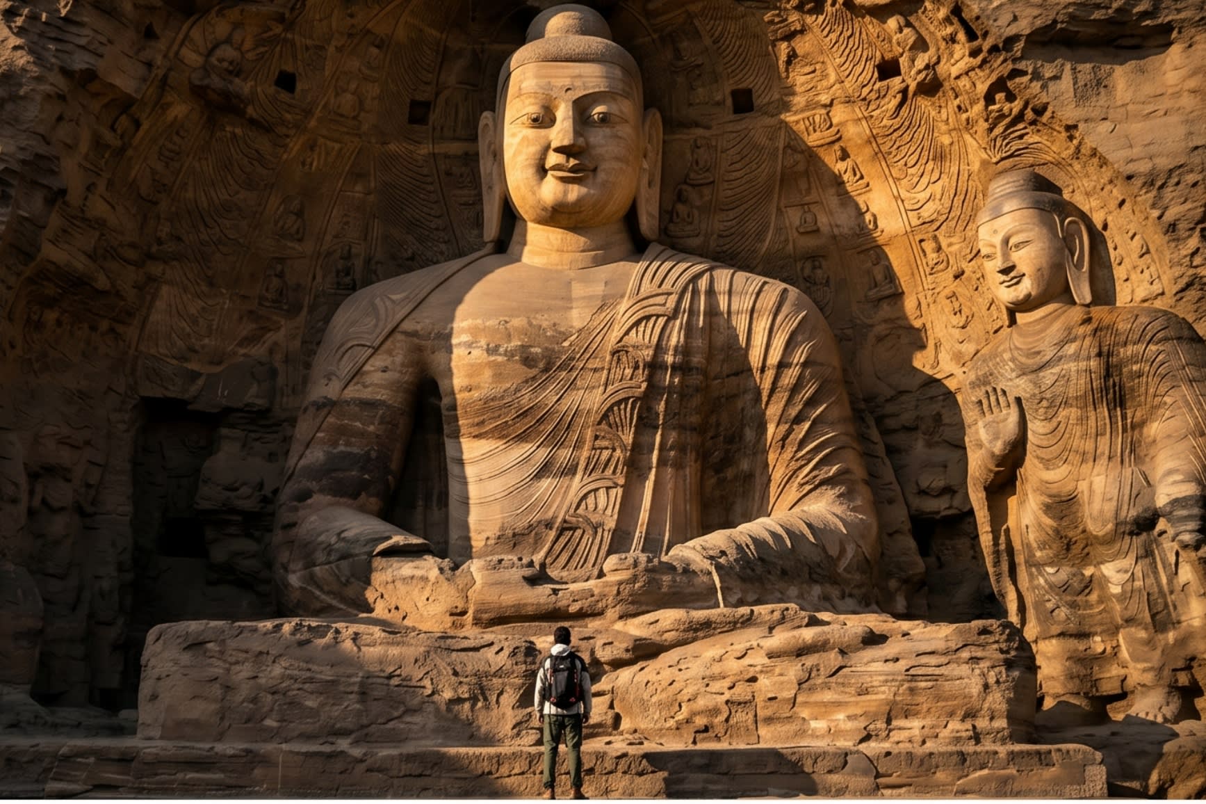 Hero Image - The majestic stone-carved Buddha of Yungang Grottoes