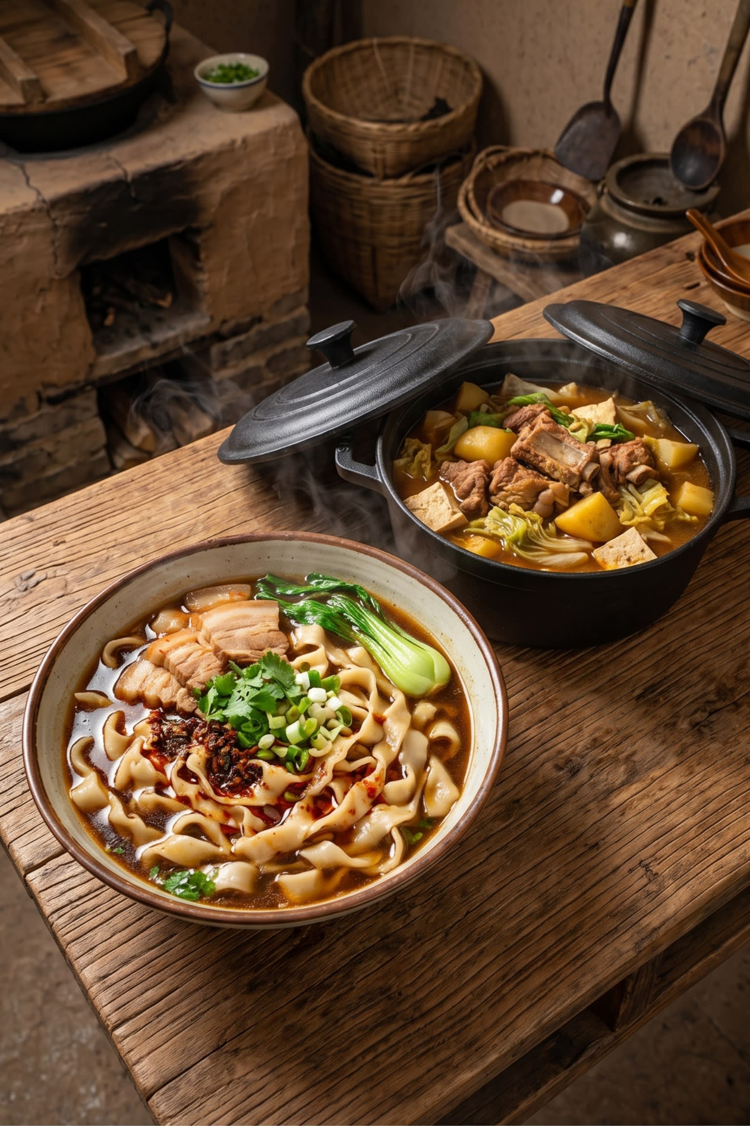 Image 4 - A hearty bowl of Shanxi Sliced Noodles and Dahuicai stew