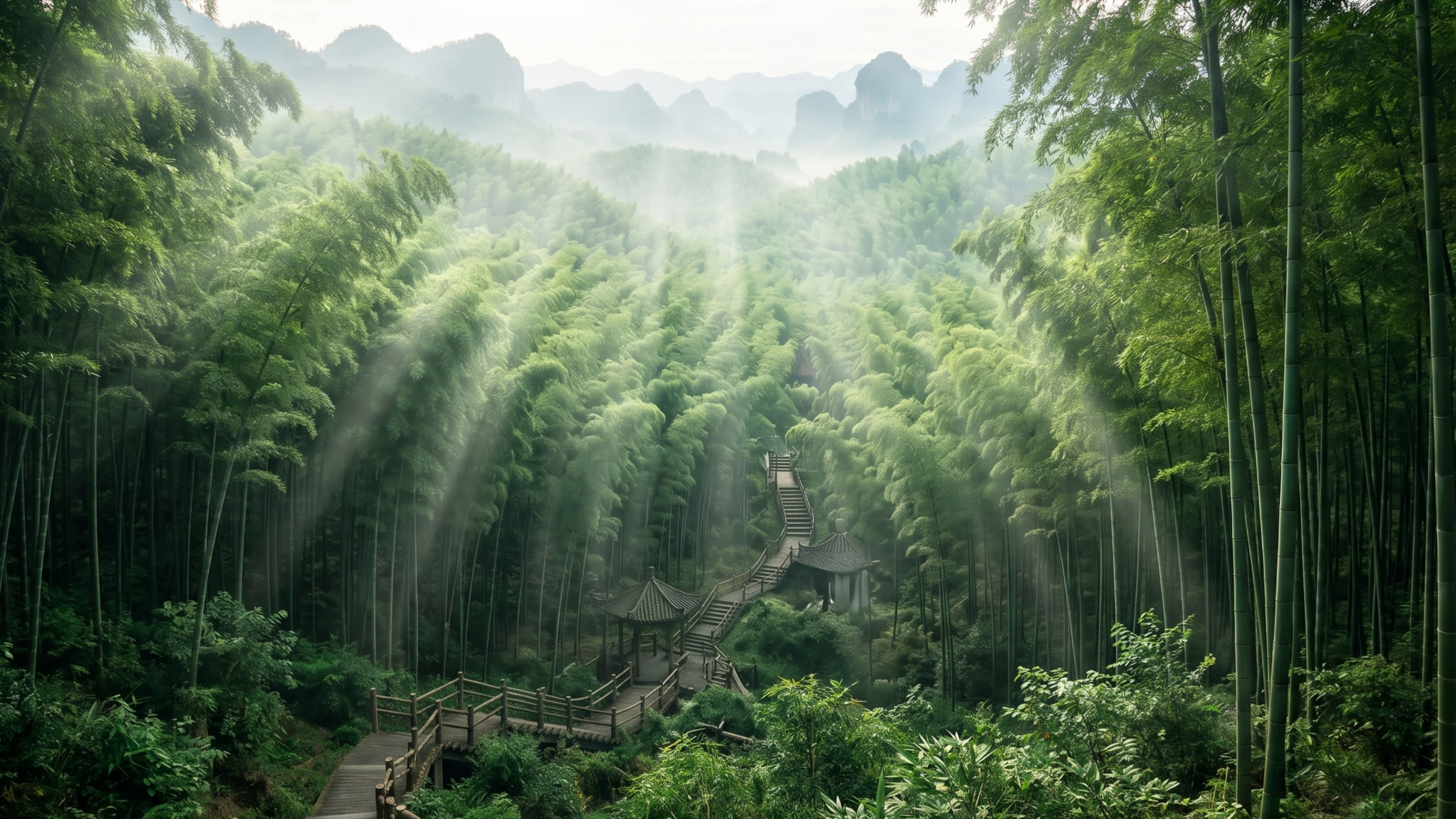 Hero Image - The sun-drenched emerald Mukeng Bamboo Sea in Anhui