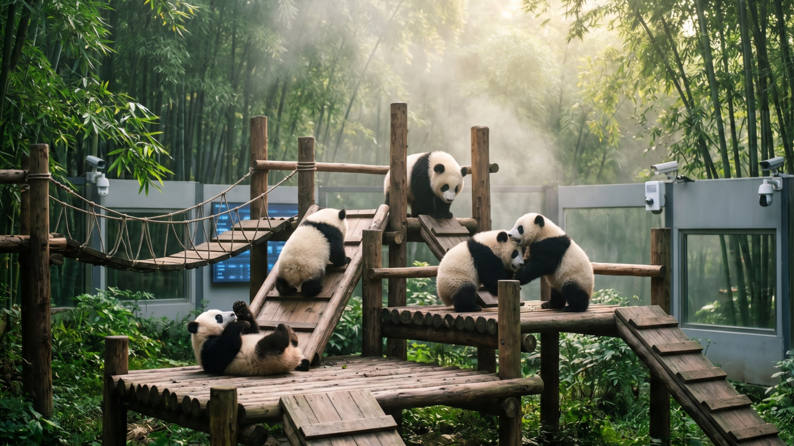 Image 1 - Fluffy baby pandas playing in the nursery sanctuary