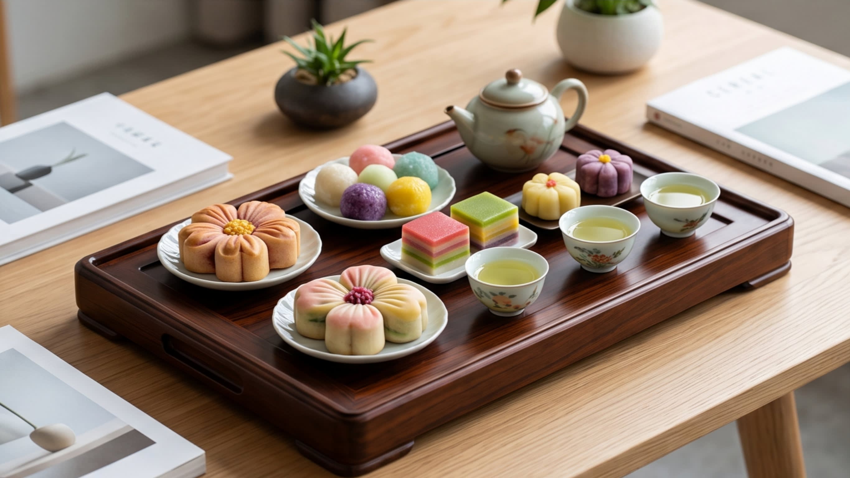 Image 4 - Exquisite flower-shaped pastries and Biluochun tea