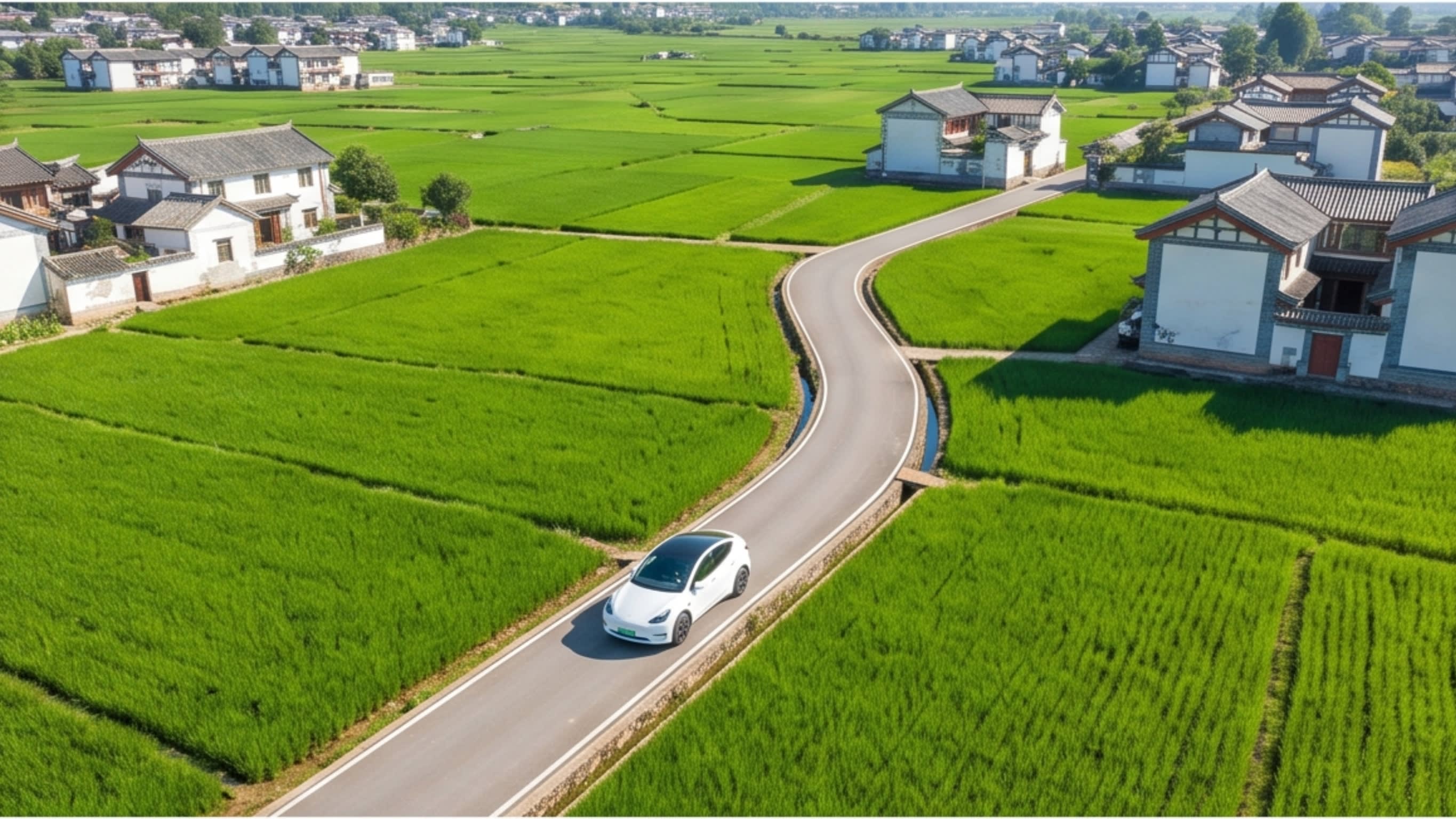 Image 1 - Navigating the rice paddies of Dali in a modern electric vehicle