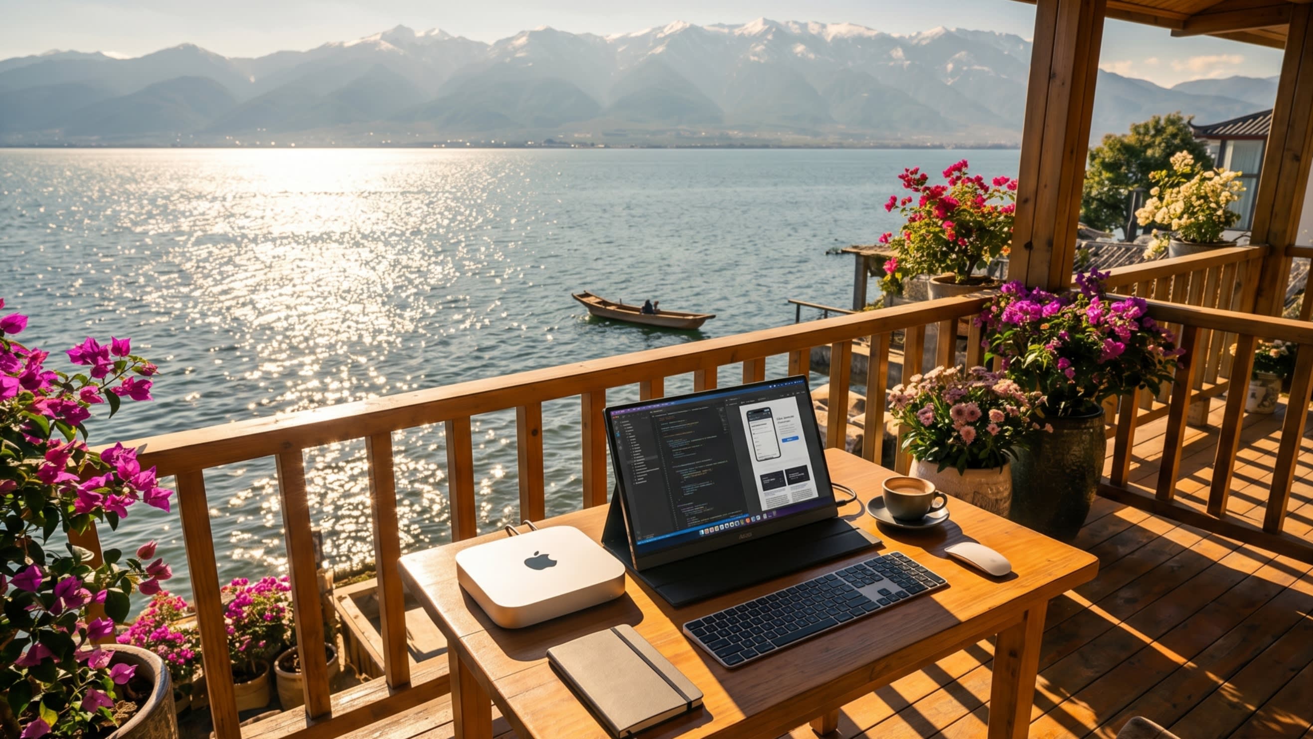 Hero Image - A high-performance nomad setup overlooking the serenity of Erhai Lake