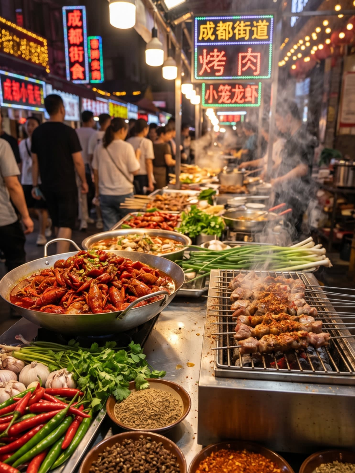 Image 4 - The vibrant steam and spices of a late-night street food stall