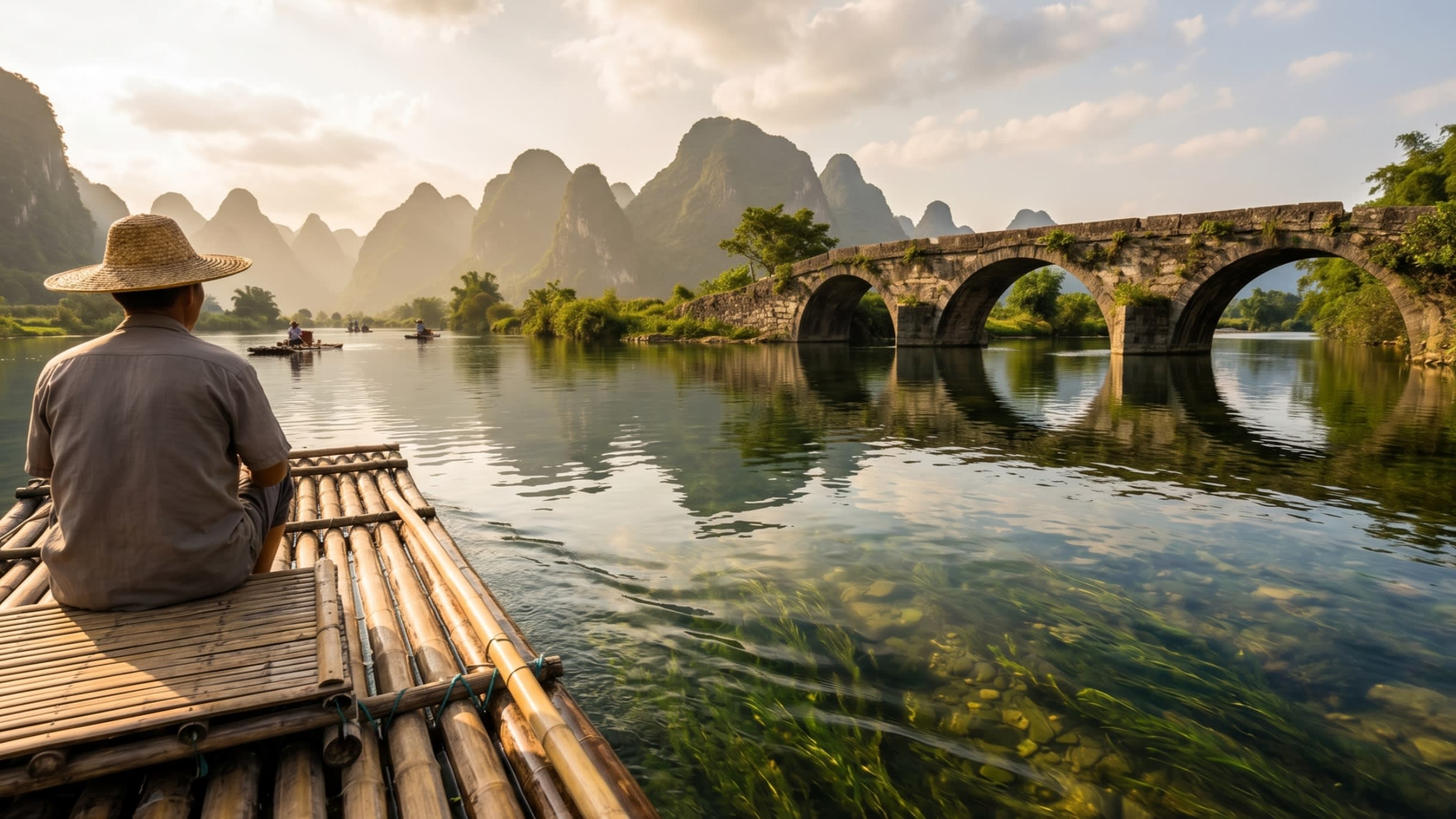 Image 1 - Floating through history on a traditional bamboo raft along the Yulong River