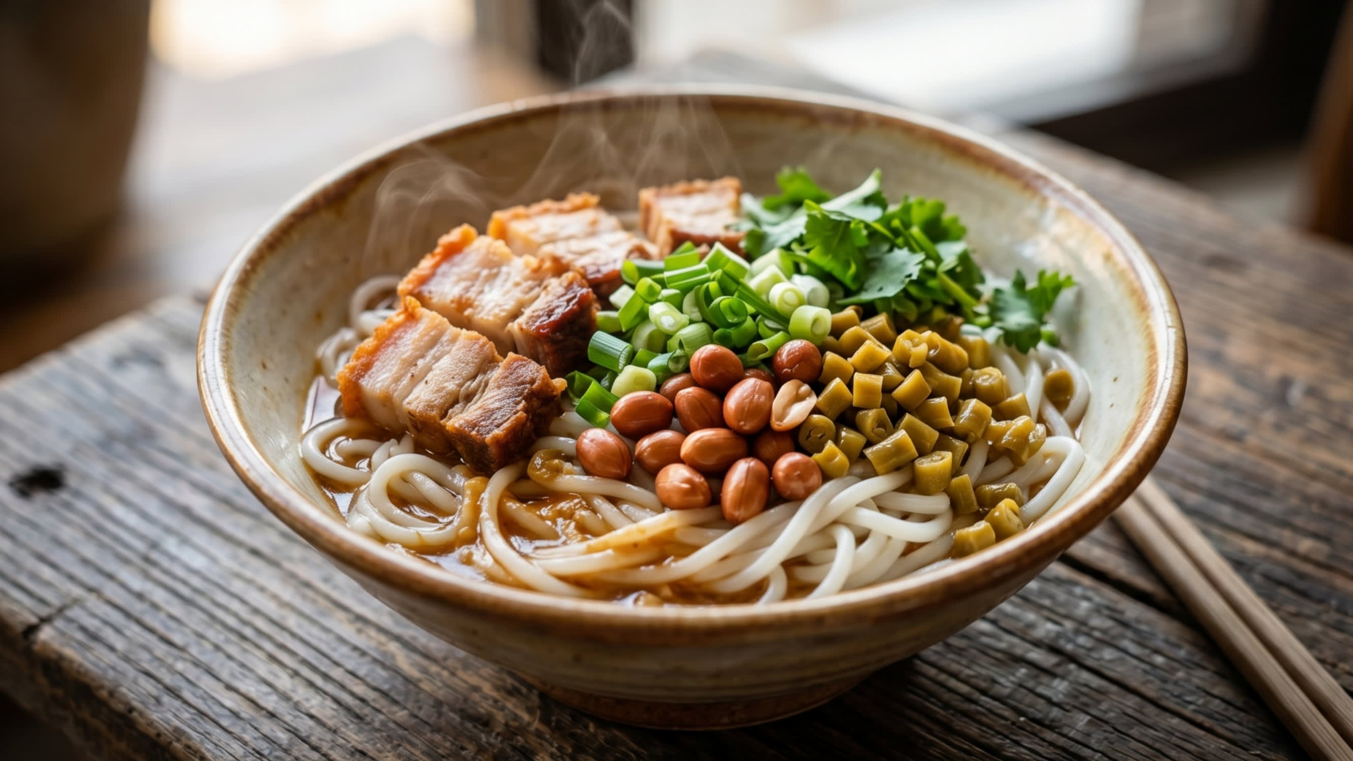 Image 4 - A steaming bowl of authentic Guilin Rice Noodles with all the fixings