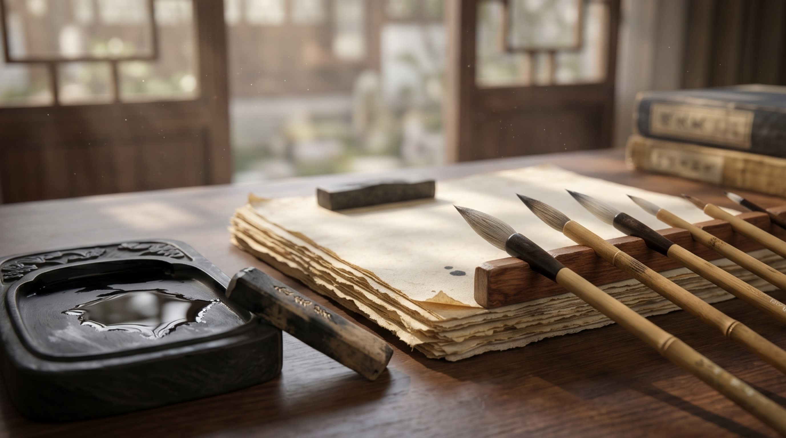 Image 3 - The Four Treasures of the Study waiting for the first stroke
