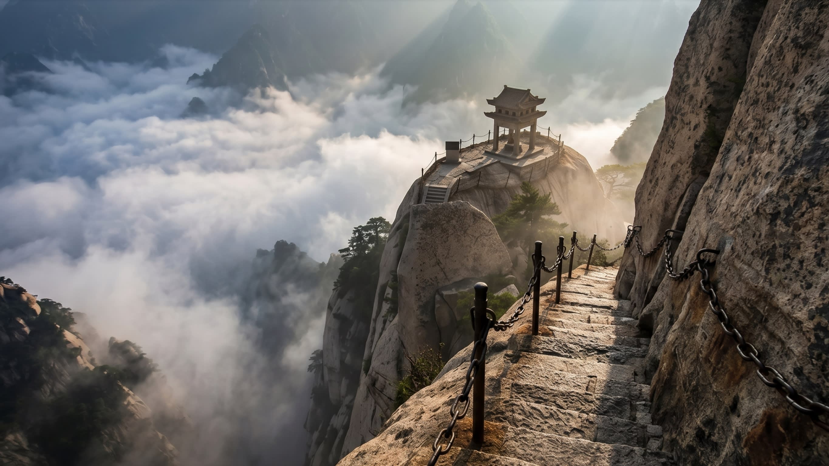 Image 3 - The ethereal Chess Pavilion sitting on an impossible cliff