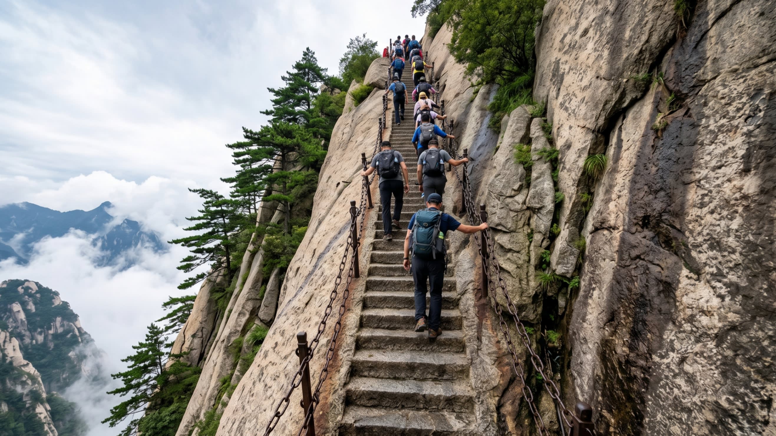 Image 2 - The near-vertical Sky Ladder carved directly into the mountain's spine